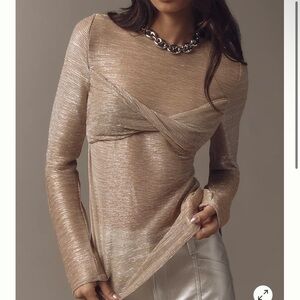 By Anthropologie Twist-Front Shine Top